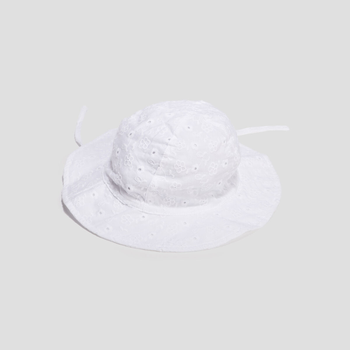 Capeline en broderie anglaise coton blanc mixte