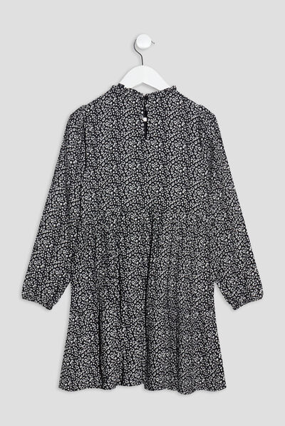 Robe évasée manches longues noir fille