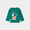 T-shirt No&euml;l coton manches longues vert b&eacute;b&eacute; gar&ccedil;on