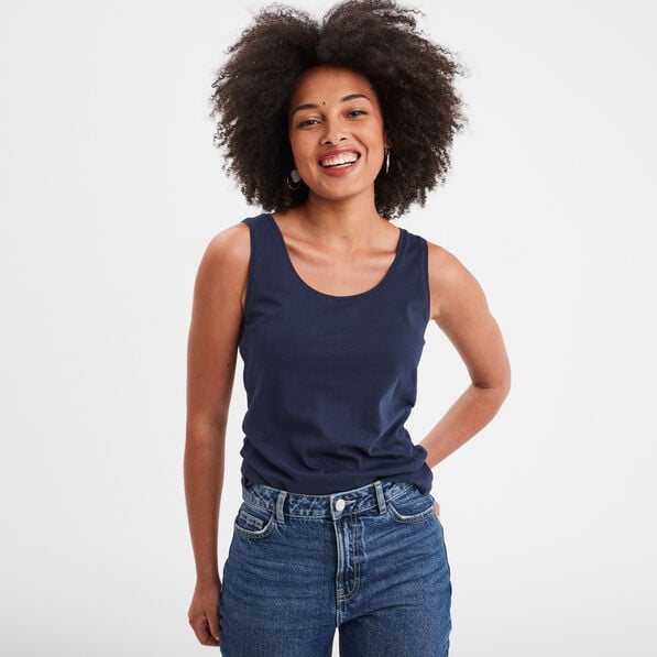 debardeur bretelles larges coton bleu marine femme Débardeur bretelles larges coton bleu marine femme