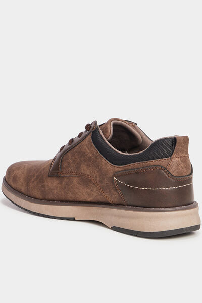 Derbies &agrave; lacets effet similicuir marron homme
