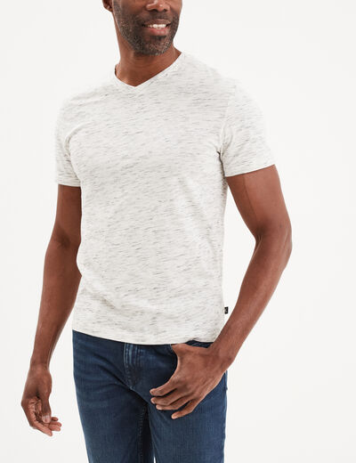 T-shirt droit col en V Liberto blanc homme