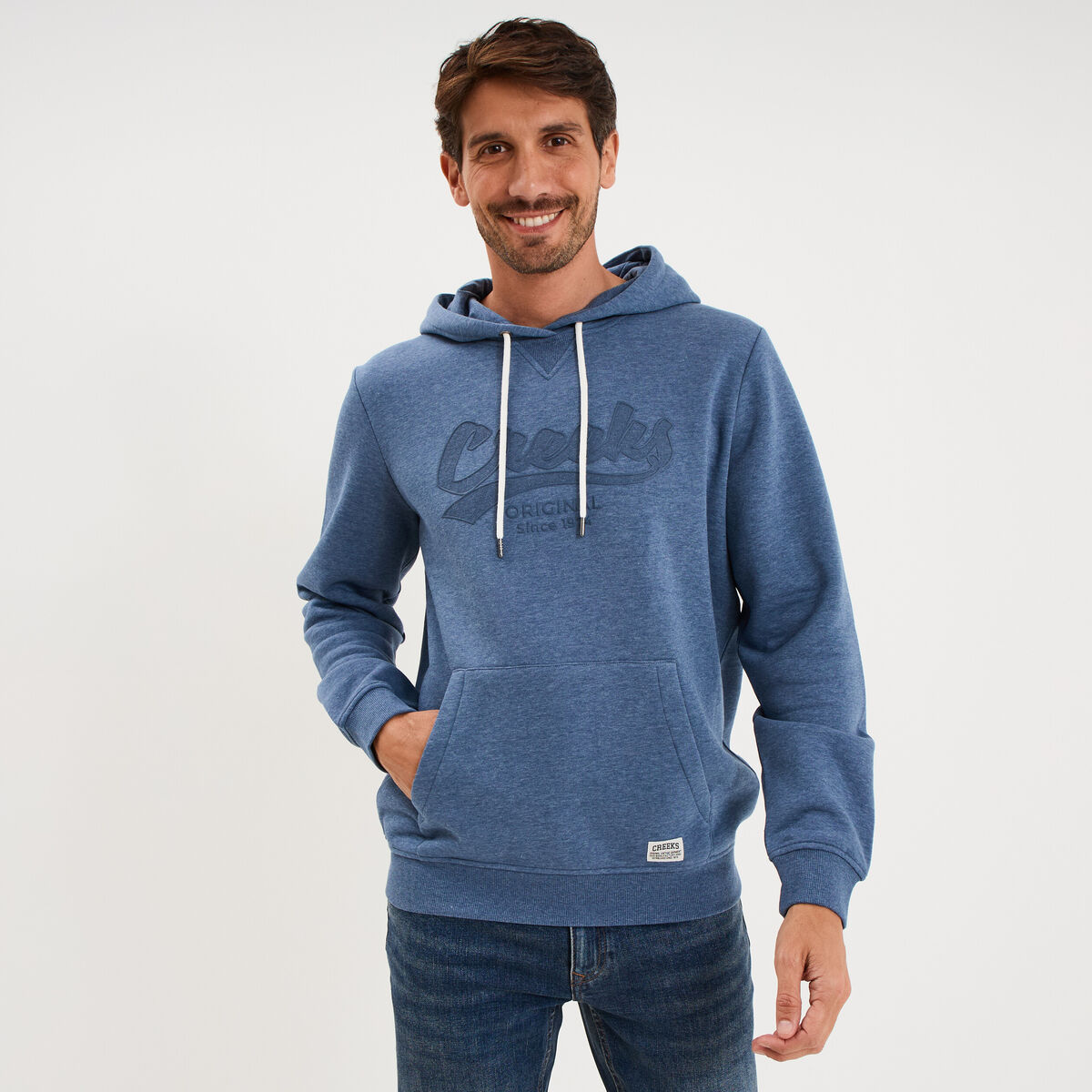 Sweat hoodie capuche et 1 poche bleu homme