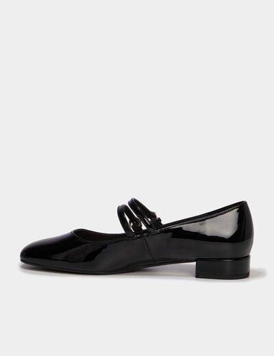 Ballerines vernies bouts carr&eacute;s noir femme