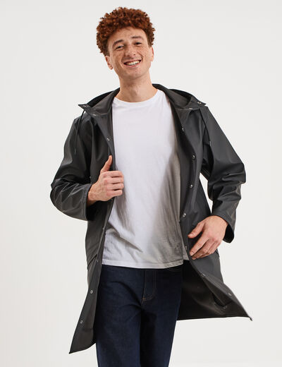 Parka imperm&eacute;able coupe-vent &agrave; capuche noir homme