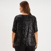 T-shirt sequins manches courtes loose noir femme grande taille