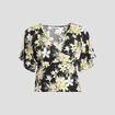 Blouse manches courtes col cache-coeur noir femme grande taille