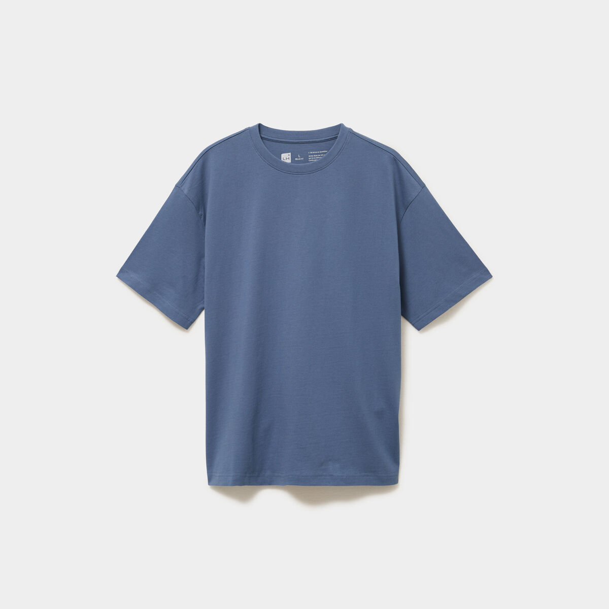 T-shirt col rond coupe relax coton &eacute;pais bleu gris homme