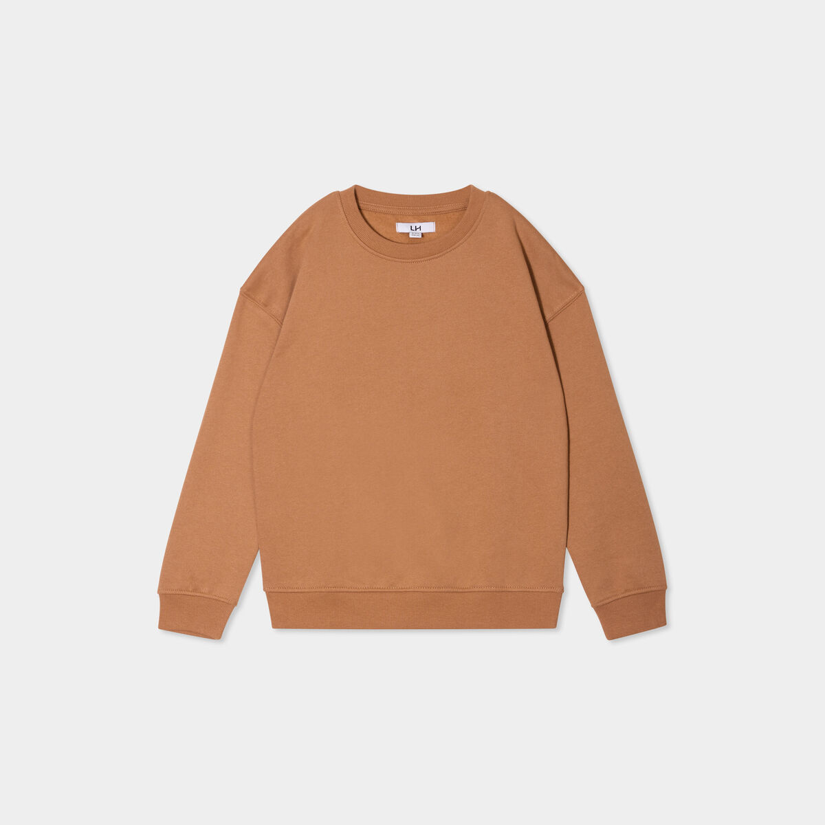 Sweat oversize manches longues col rond camel garçon