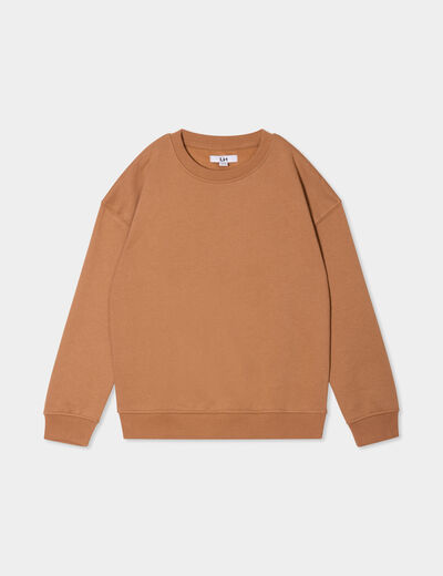 Sweat oversize manches longues col rond camel garçon
