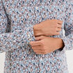 Chemise droite imprim&eacute;e manches longues ecru homme