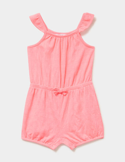 Combishort taille ajustable rose fluo b&eacute;b&eacute; fille