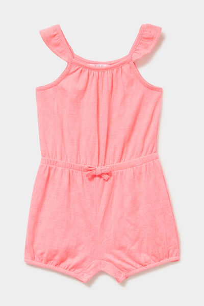 Combishort taille ajustable rose fluo b&eacute;b&eacute; fille