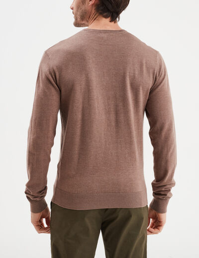 Pull droit col rond mélange coton gris homme