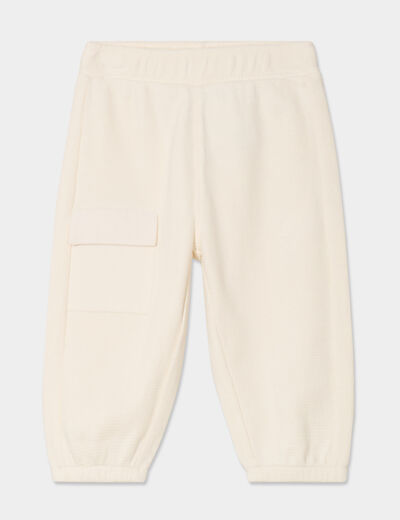 Pantalon droit bas resserré coton ecru bébé garçon