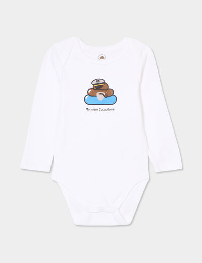 Body US coton Monsieur Caca x La Halle blanc bébé garçon