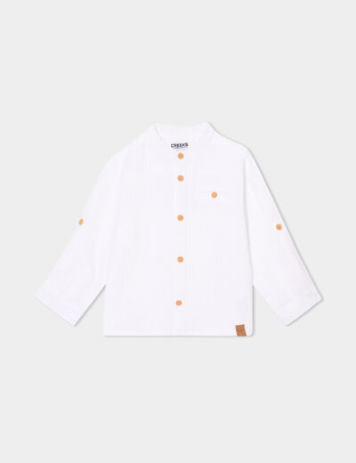 Chemise col mao coton Creeks blanc bébé garçon