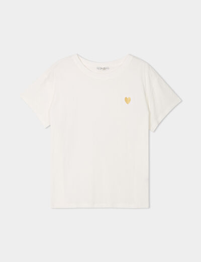 T-shirt manches courtes coton blanc femme