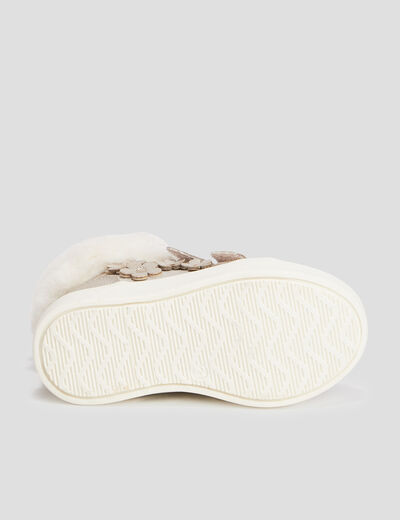 Baskets montantes à scratchs jaune or bébé fille
