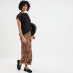 T-shirt col rond avec boutons noir femme