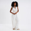 Combinaison pantalon dos en V blanc femme