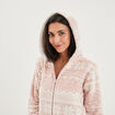 Combinaison pyjama pilou à capuche rose femme