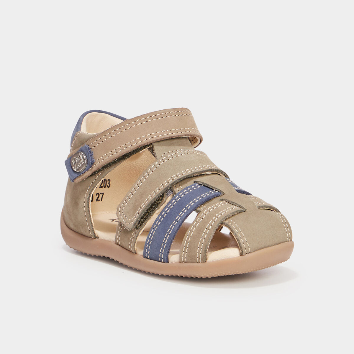 Sandales en cuir Kickers Bipod vert kaki bébé garçon