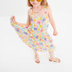 Robe courte &agrave; bretelles et volants ecru fille