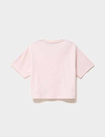 Ensemble pyjama short et t-shirt rose poudr&eacute;e fille