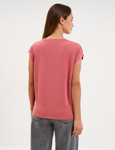 T-shirt manches courtes coupe droite vieux rose femme