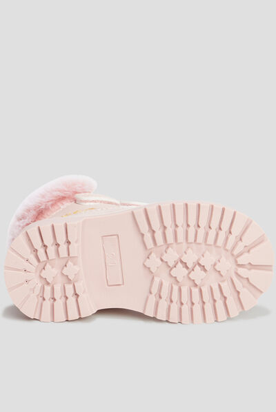 Bottines scratchs et fourrure Trappeur rose bébé fille