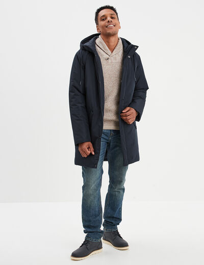 Pull col châle manches longues taupe homme