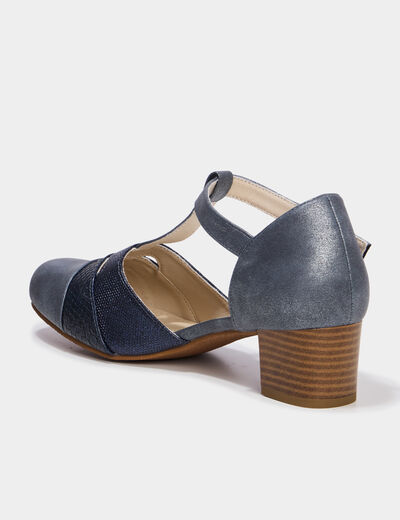 Escarpins &agrave; talons pied large bleu marine femme