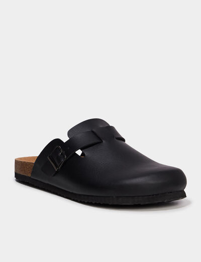 Mules plates noir homme