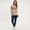 T-shirt d&eacute;lav&eacute; en coton marron fonc&eacute; femme