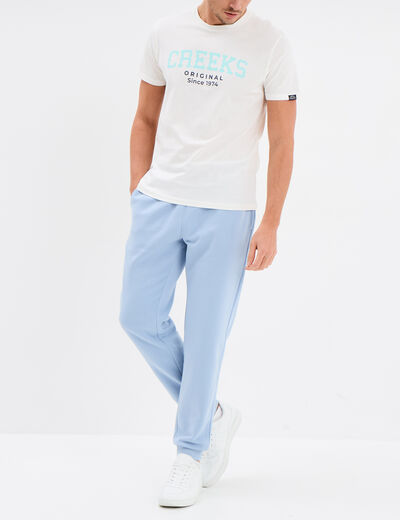 Pantalon jogging droit molleton bleu ciel homme