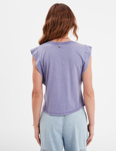 T-shirt manches volantées Liberto violet femme