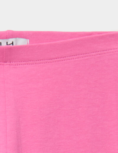 Short cycliste coton taille &eacute;lastiqu&eacute;e rose fushia fille