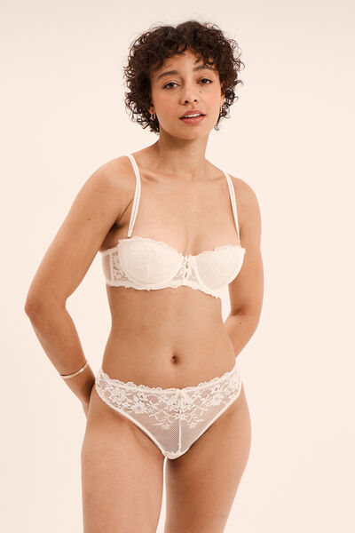Soutien-gorge bandeau avec coques blanc femme