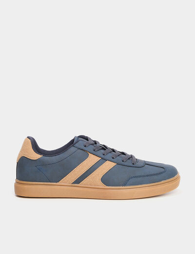 Tennis basses &agrave; lacets bleu marine homme