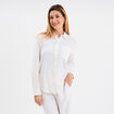 Chemise lin mélangé manches longues blanc femme