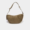 Sac banane effet su&eacute;dine vert kaki femme