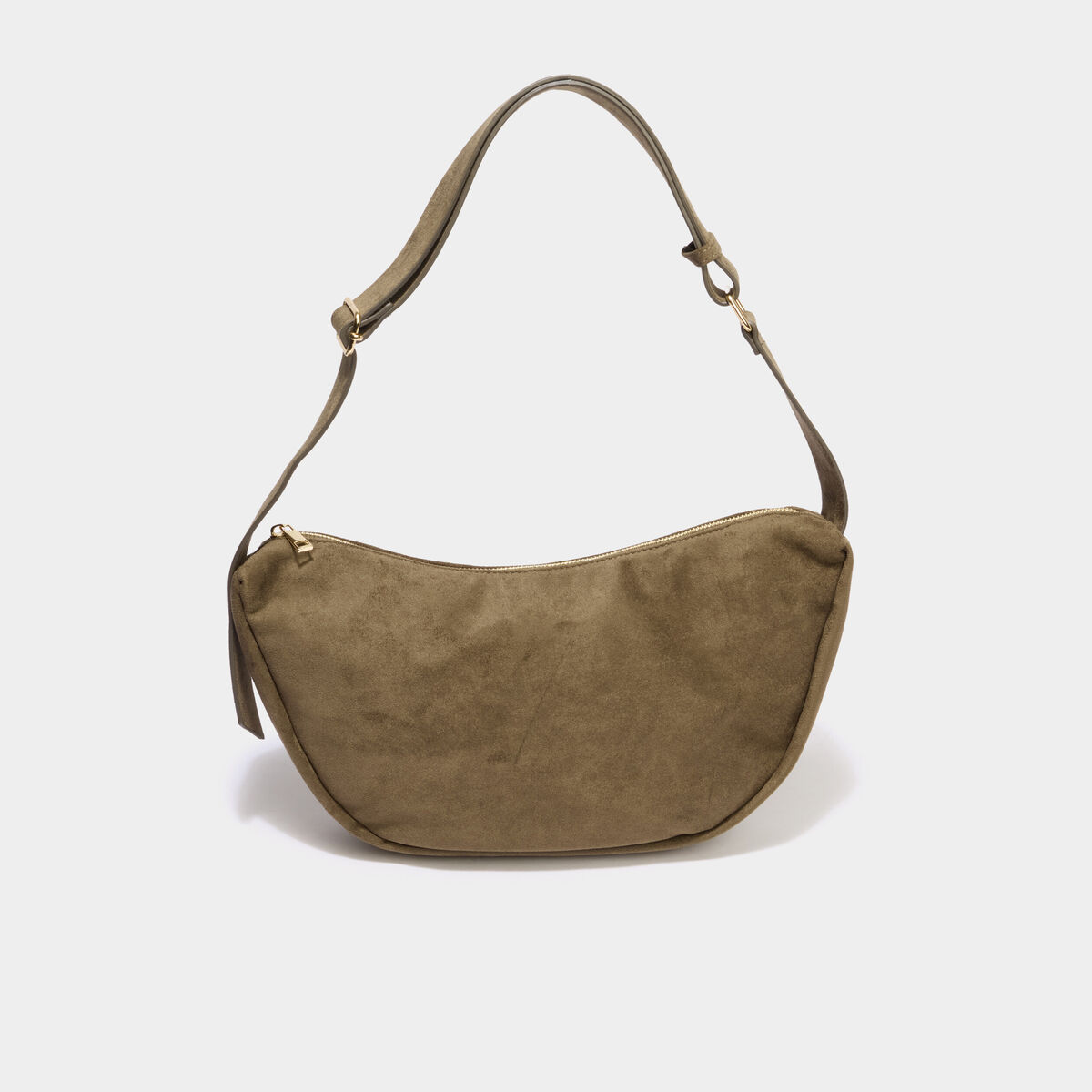 Sac banane effet su&eacute;dine vert kaki femme