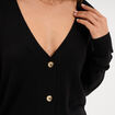 Gilet col en V boutonn&eacute; noir femme