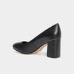 Escarpins à talons carrés en cuir noir femme
