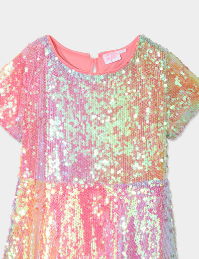 Robe à sequins manches courtes multicolore fille
