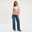 Pull manches longues col rond rose clair femme