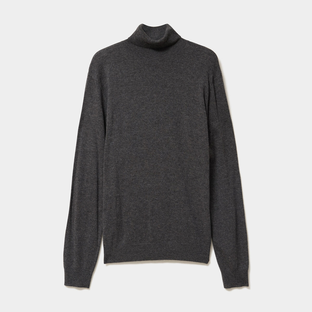 Pull col roul&eacute; manches longues gris fonc&eacute; homme