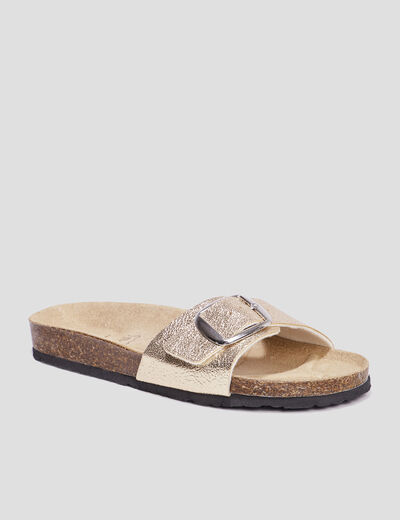 Mules effet métallisé jaune or femme
