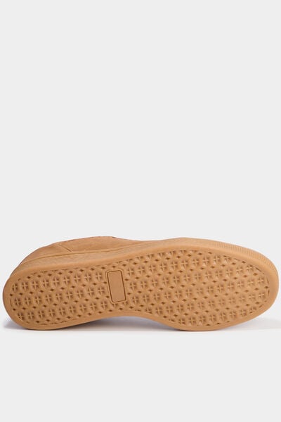 Tennis basses &agrave; lacets effet su&eacute;dine marron clair homme